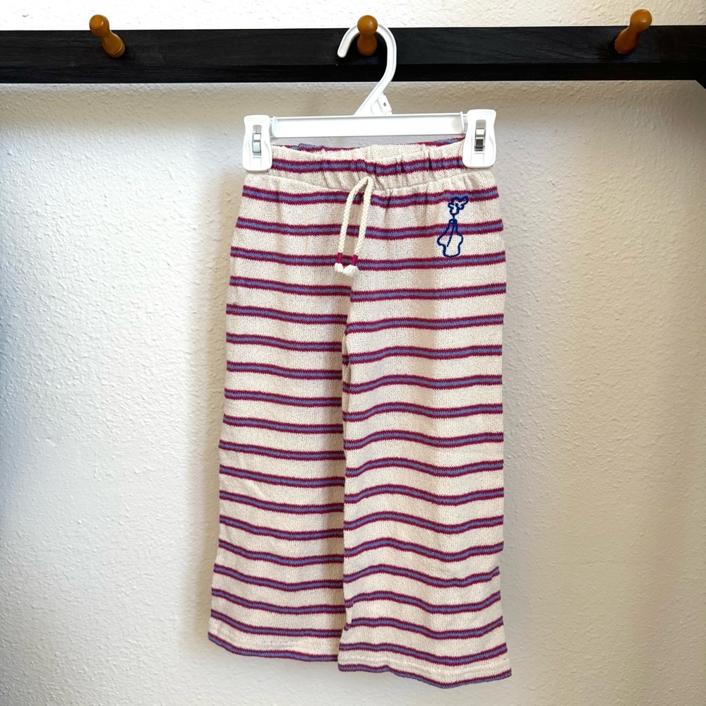ZARA Girls Striped Cotton Linen Blend Straight Leg Pants